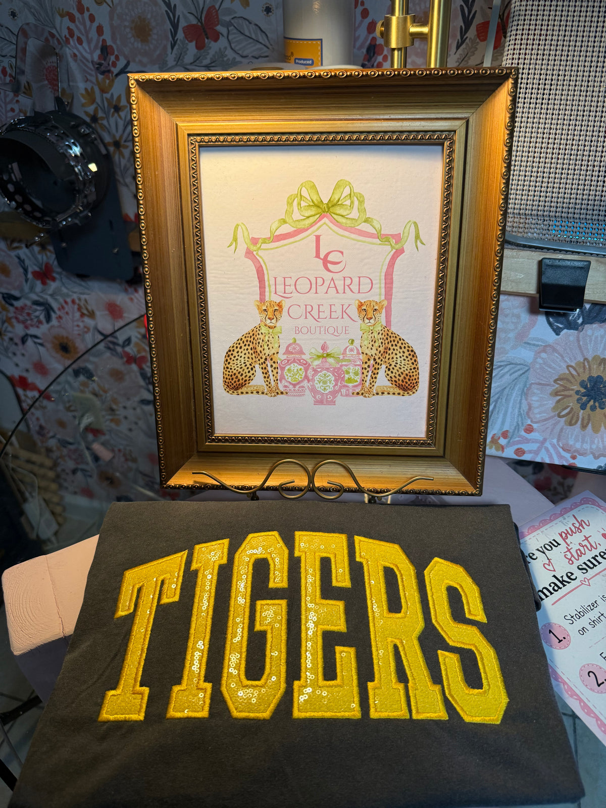 Embroidered Sequined Gold TIGERS Tee