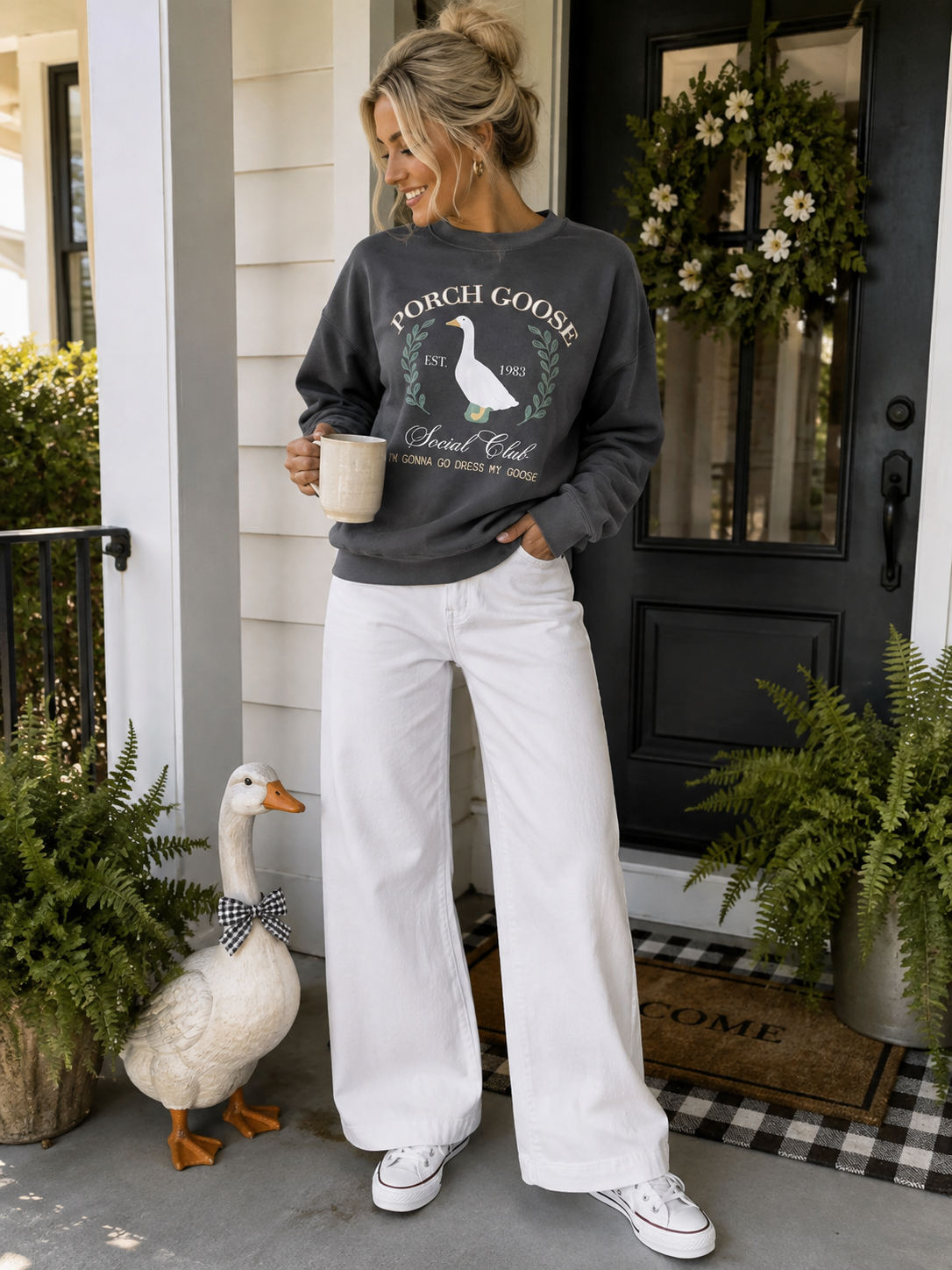 Porch Goose Graphic Crewneck and Tee