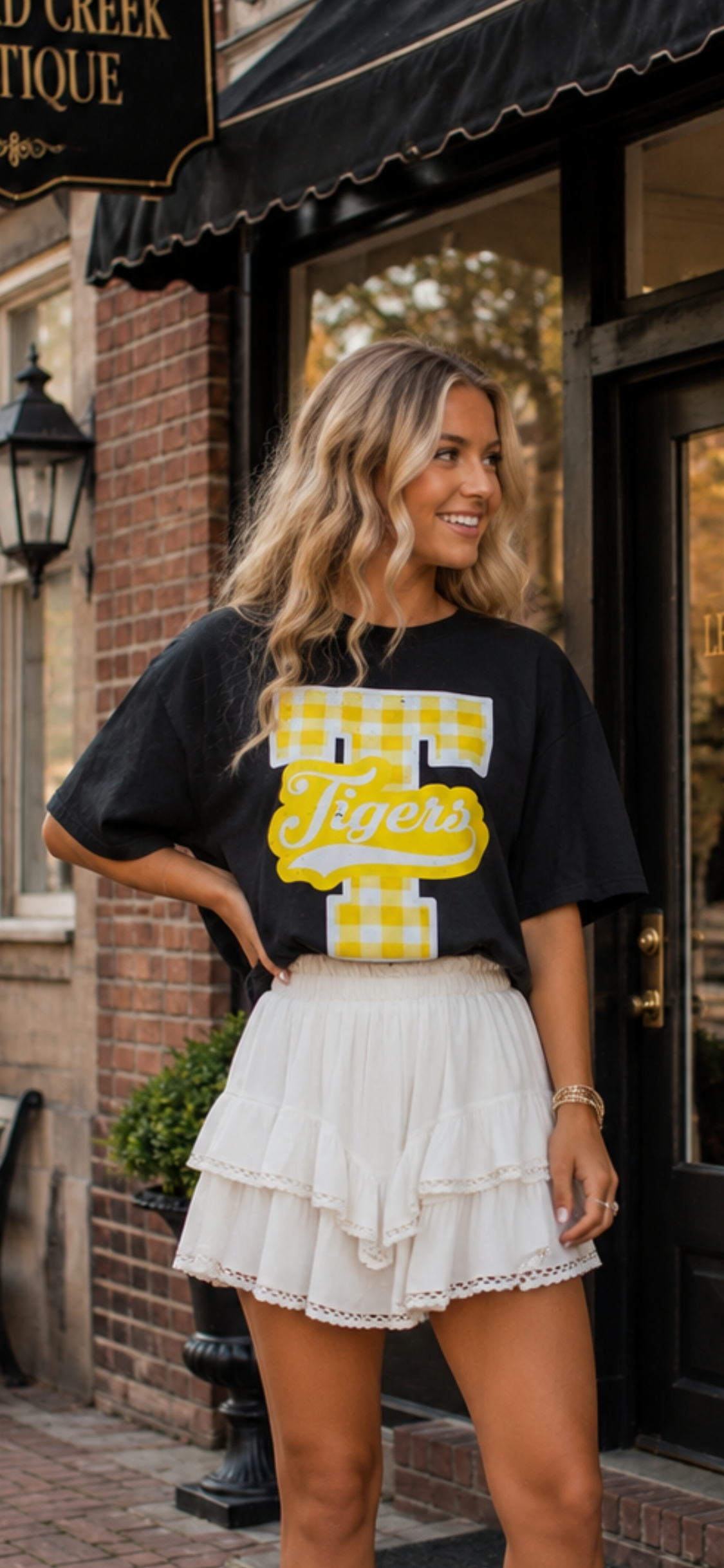 Gingham “T” Tigers Comfort Colors Tee