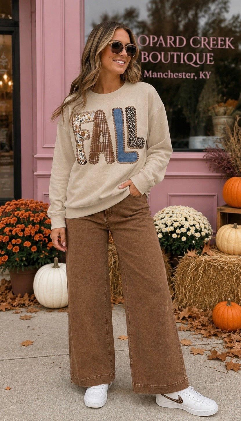 Embroidered Fall Crewneck
