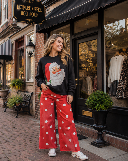Vintage Santa Crewneck, Retro Santa Sweatshirt, Vintage Christmas Santa   Sweatshirt, Cozy Holiday Apparel for Women, Cute Santa Claus Crewneck Sweater