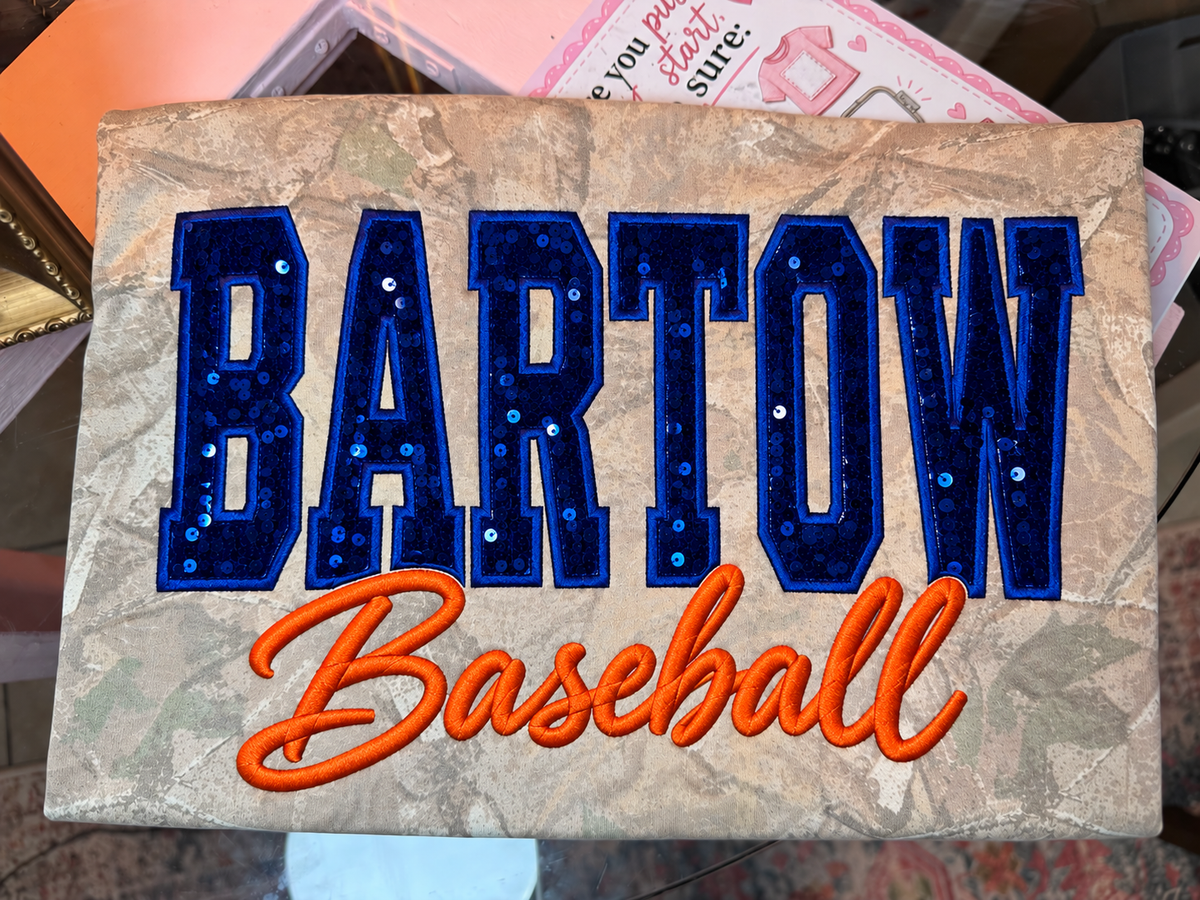 Embroidered Sequined Bartow Baseball Camo Tee