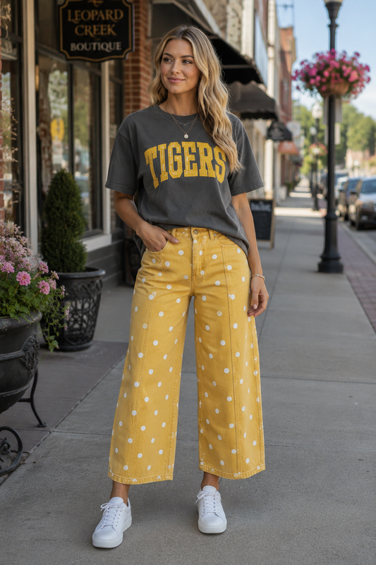 Embroidered Sequined Gold TIGERS Tee