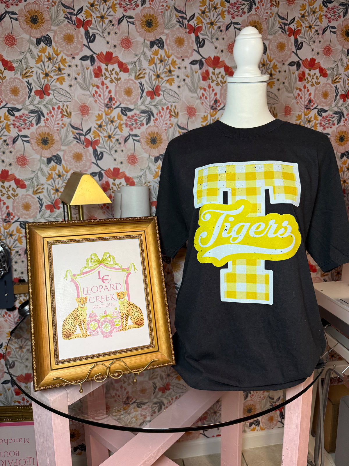 Gingham “T” Tigers Comfort Colors Tee