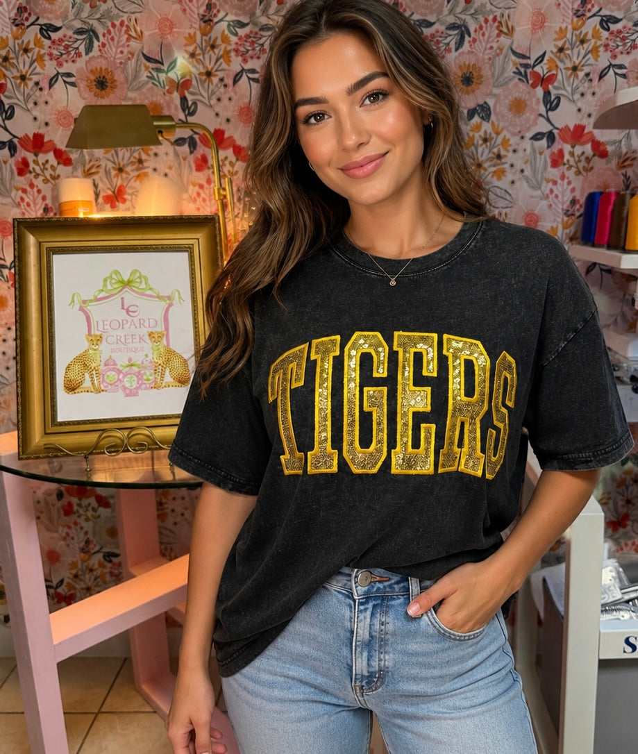 Sequined TIGERS Graphic Tee