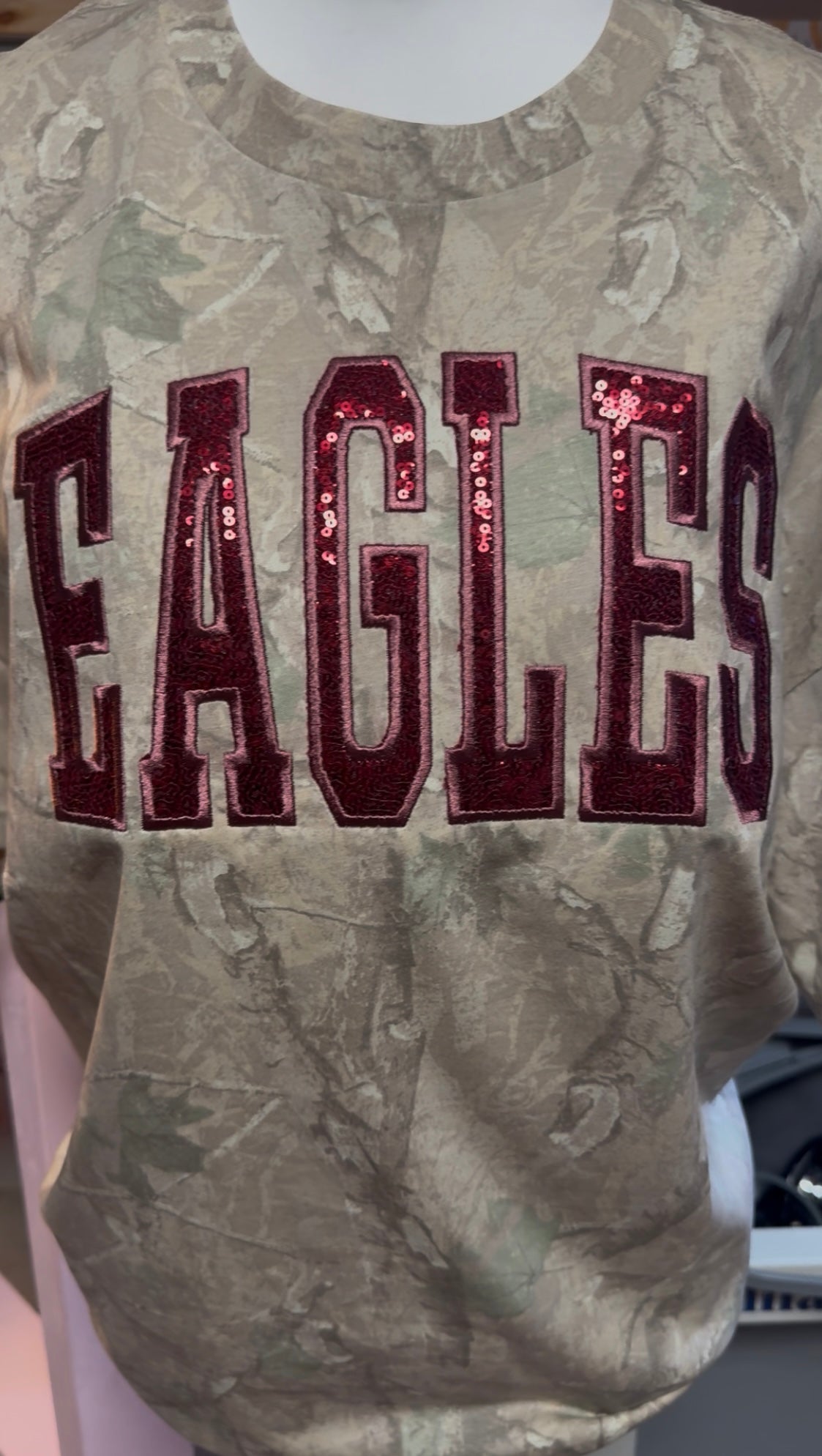 Embroidered Sequined Mascot Light Camo Tee