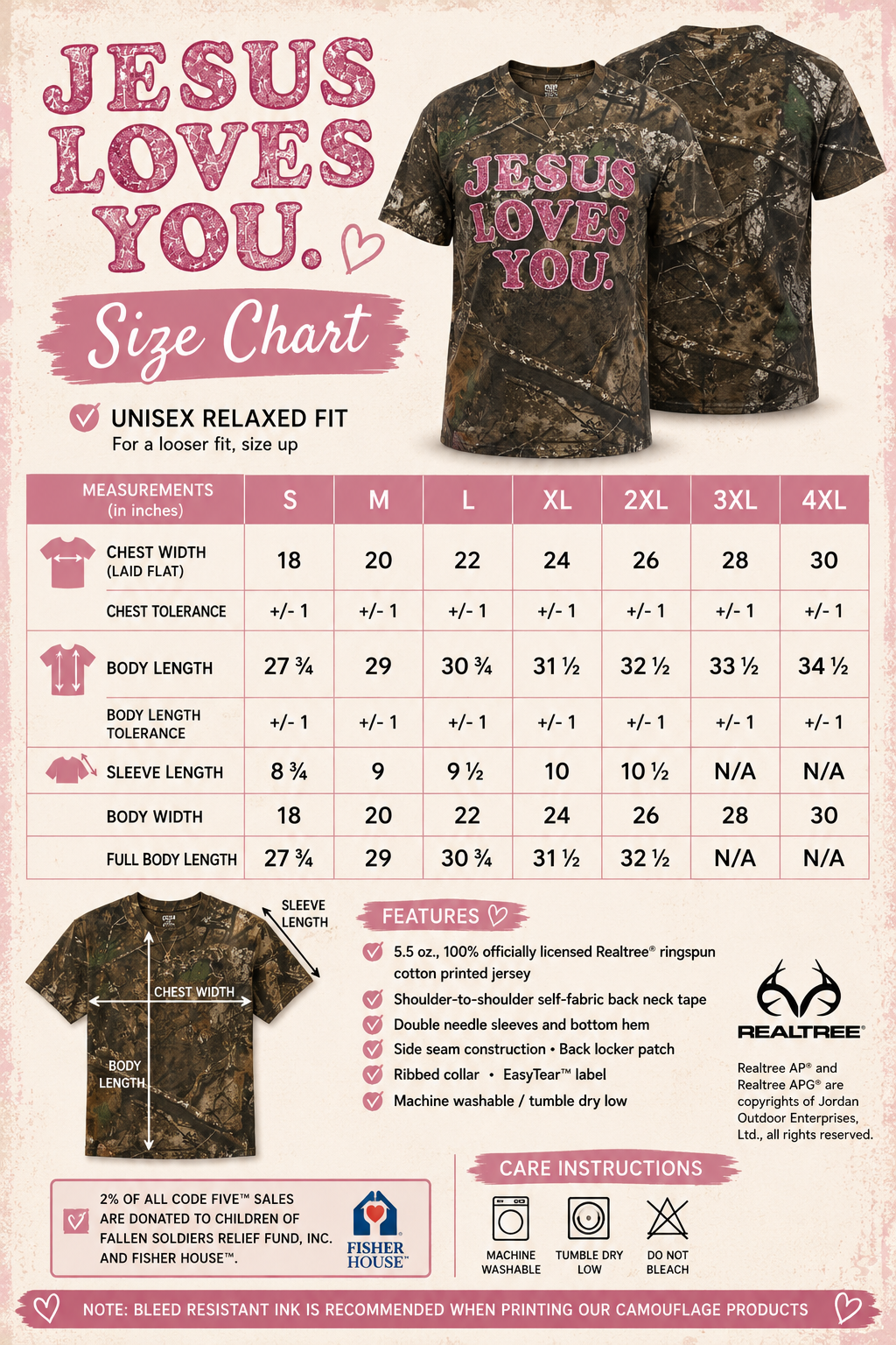 Embroidered Sequined Jesus Loves You Camo Tee