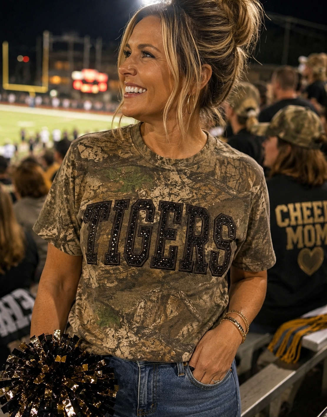 Sequined Tigers Camo  Tee