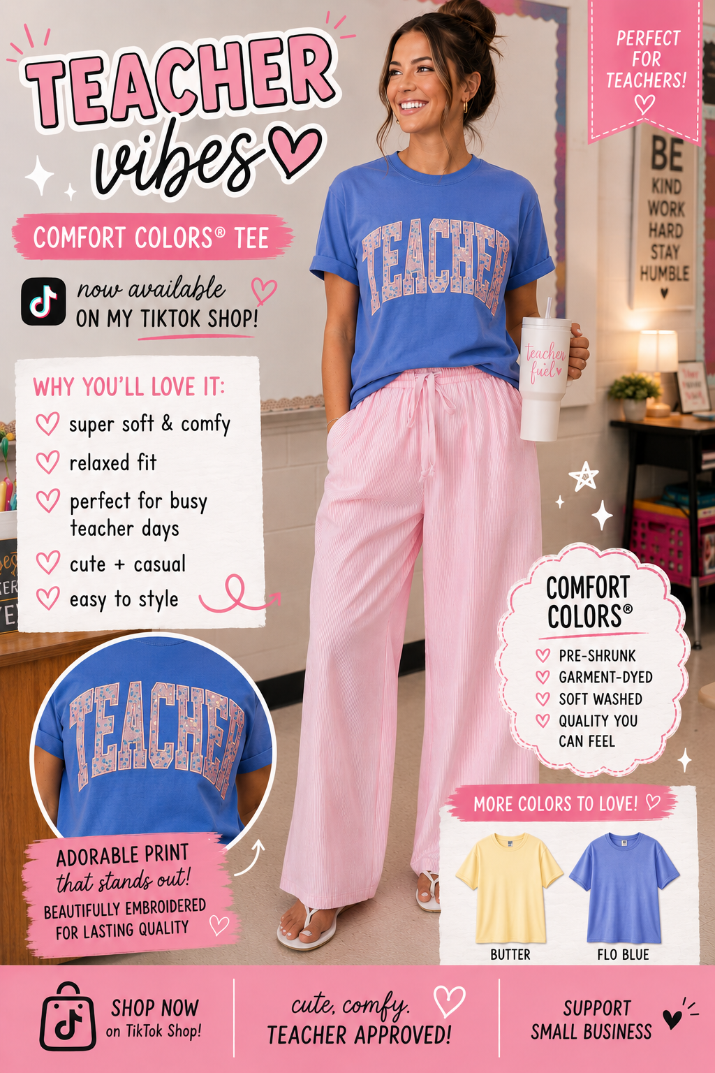 Embroidered Sequined Teacher Tee